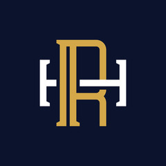 Initial Letter RH HR Monogram Logo Design