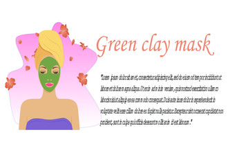 A woman with a clay mask. The concept of recreation, self-care. Beauty treatment. The use of clay for the skin