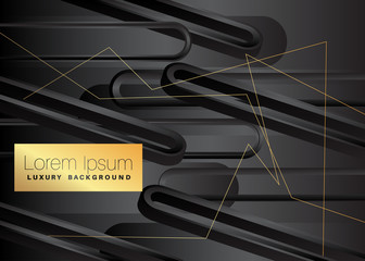 Minimalist black premium exclusive background. Vector luxury dark and golden gradient geometric elements.