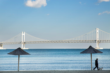맑은 날씨의 부산 광안리 해수욕장 풍경
