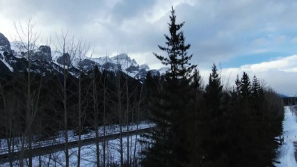 Mountain in Alberta Above Train