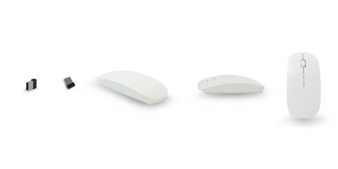 White wireless mouse on a white background,with clipping path