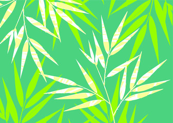 
Bamboo leaf composition in design. Vector romantic landscape with bamboo trees on a white and gray background, and various attractive colors make an exclusive design
