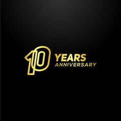 10 Years Anniversary Gold Line Number Vector Design
