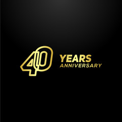 40 Years Anniversary Gold Line Number Vector Design