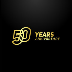 50 Years Anniversary Gold Line Number Vector Design