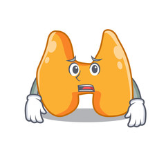 Fototapeta premium Cartoon design style of thyroid having worried face