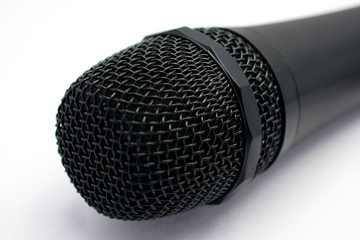 The image of wired cordless Microphone Mic DJ singing Isolated on white