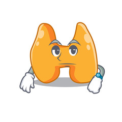 Mascot design style of thyroid with waiting gesture