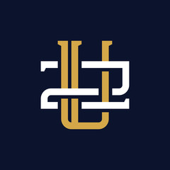 Initial Letter UZ ZU Monogram Logo Design
