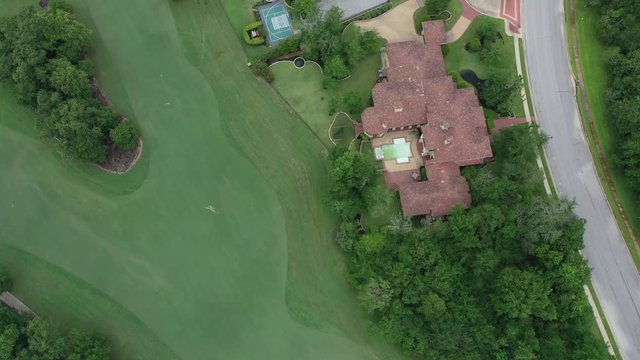Flying over a luxury residential neighborhood, Bryan, Texas, USA