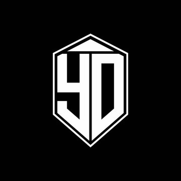yd logo monogram with emblem shape combination tringle on top design template
