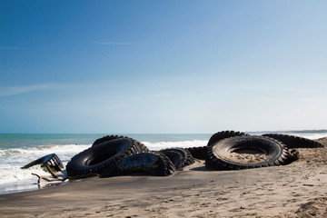 tires on the beach