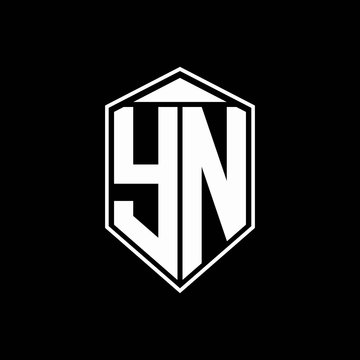 yn logo monogram with emblem shape combination tringle on top design template