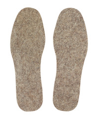felt insoles isolated on white with clipping path.