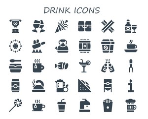 Modern Simple Set of drink Vector filled Icons