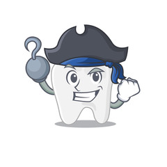Tooth cartoon design in a Pirate character with one hook hand