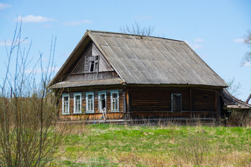Fototapeta na wymiar Wooden house in the village