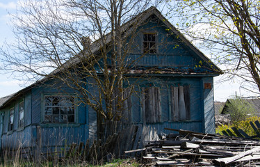 Wooden house in the village