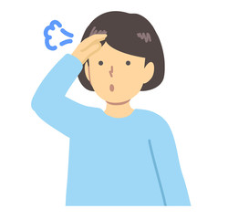  水色の服を着た/ ホッとする女の子