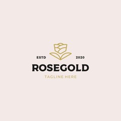 Luxurious Rose gold logo design vector illustration