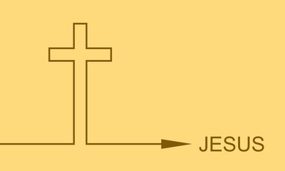 Christianity concept illustration. Cross with arrow to Jesus