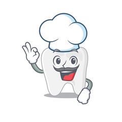 Talented tooth chef cartoon drawing wearing chef hat