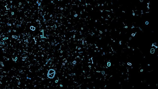 1s and 0s Cyan Programing Computer Code Technology in a Seamless Particle Loop - Big Data Systems