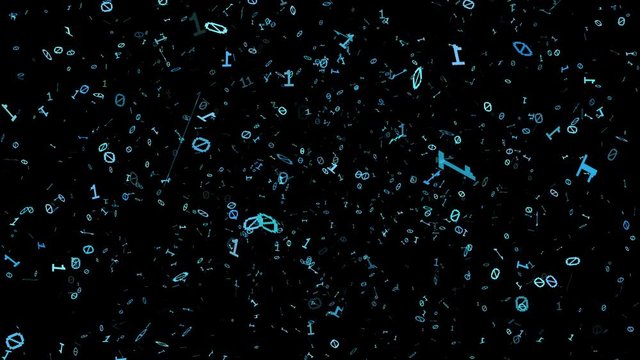 1s and 0s Cyan Programing Computer Code Technology in a Seamless Particle Loop - Big Data Systems
