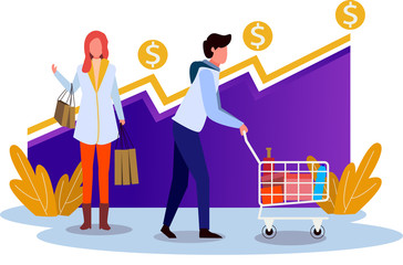 financial productivity, spending and income, financial management. Modern flat style vector illustration design with a white background for a website or landing page