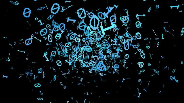 1s and 0s Cyan Programing Computer Code Technology in a Seamless Particle Loop - Big Data Systems