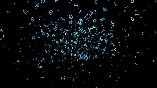 1s and 0s Cyan Programing Computer Code Technology in a Seamless Particle Loop - Big Data Systems