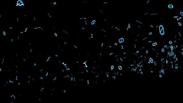 1s and 0s Cyan Programing Computer Code Technology in a Seamless Particle Loop - Big Data Systems