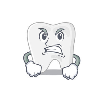 A cartoon picture of tooth showing an angry face