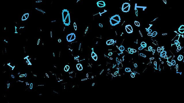 1s and 0s Cyan Programing Computer Code Technology in a Seamless Particle Loop - Big Data Systems
