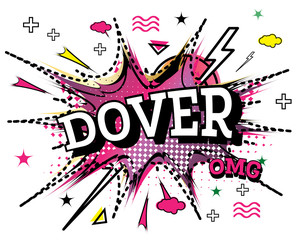 Obraz premium Dover Comic Text in Pop Art Style Isolated on White Background.