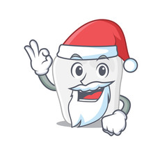 cartoon character of tooth Santa having cute ok finger
