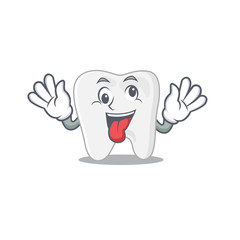A mascot design of tooth having a funny crazy face