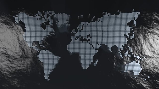 mosaic world map on ocean background