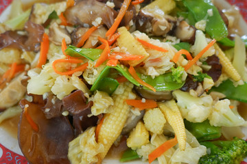 stir-fried mixed vegetables on plate