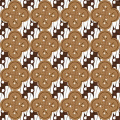 Fototapeta premium Unique flower motifs on Javanese batik design with seamless brown color design