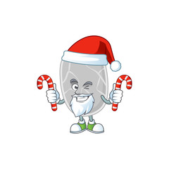 Cartoon character of nitrospirae as a Santa having candies