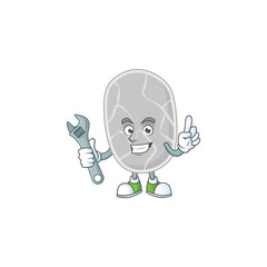 A smart mechanic nitrospirae cartoon mascot design fix a broken machine