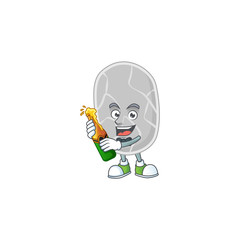 Obraz na płótnie Canvas Happy face of nitrospirae cartoon design toast with a bottle of beer