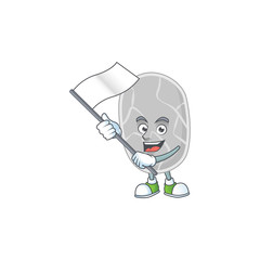 Cute caricature character of nitrospirae with a white flag