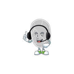 Nitrospirae cartoon character style speaking with friends on headphone