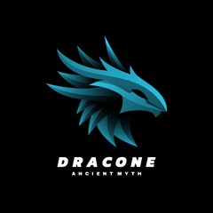 Fototapeta premium Vector Logo Illustration Dragon Gradient Colorful Style