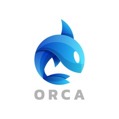 Vector Logo Illustration Shark Gradient Colorful Style