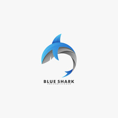 Vector Logo Illustration Shark Gradient Colorful Style