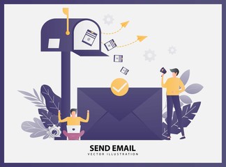 illustration vector graphic of Sending or receiving email concept.
Mailbox, broadcast email, email marketing, flat design. Electronic mail message concept as part of business marketing.